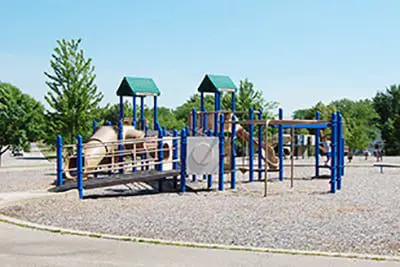 a playground with a slide