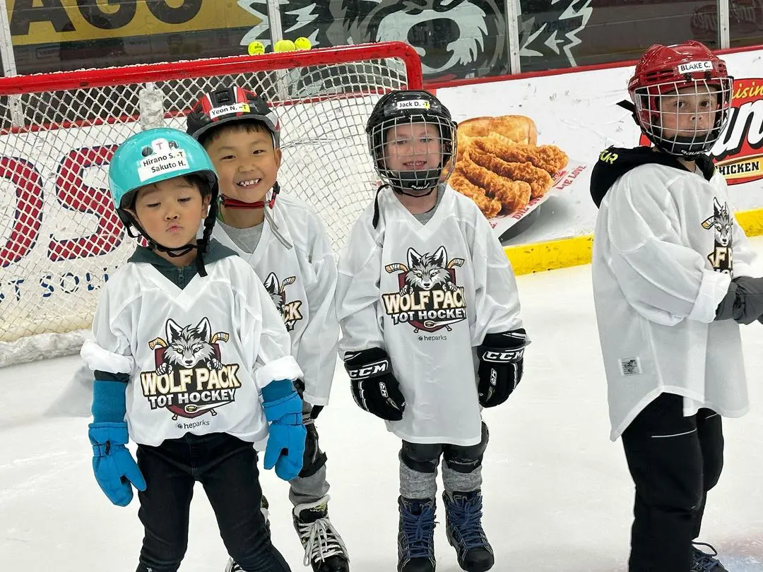 Young new hockey players on the ice