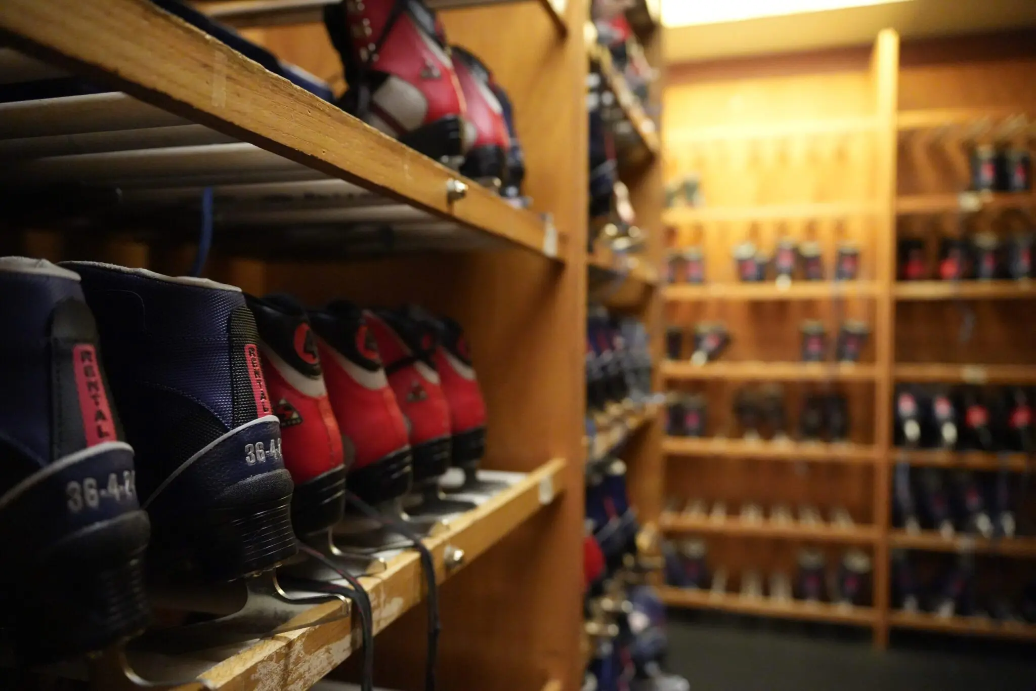 ice skates in rentals room